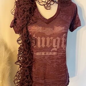 Harley Davidson 2015 Sturgis v kneck T in slightly sheer purple. Sz XL